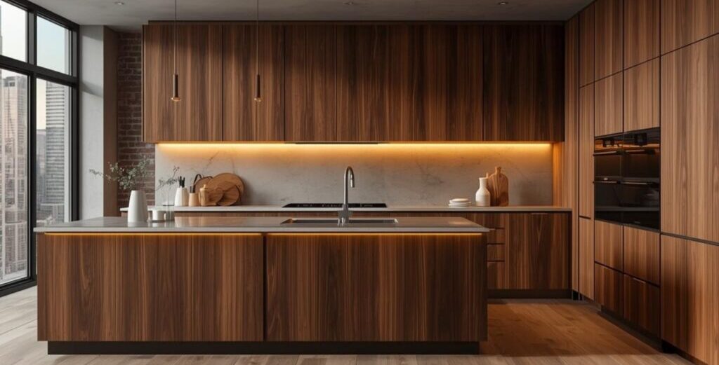 Finecraft Cabinets - euro- Brown Warmia Walnut Kitchen
